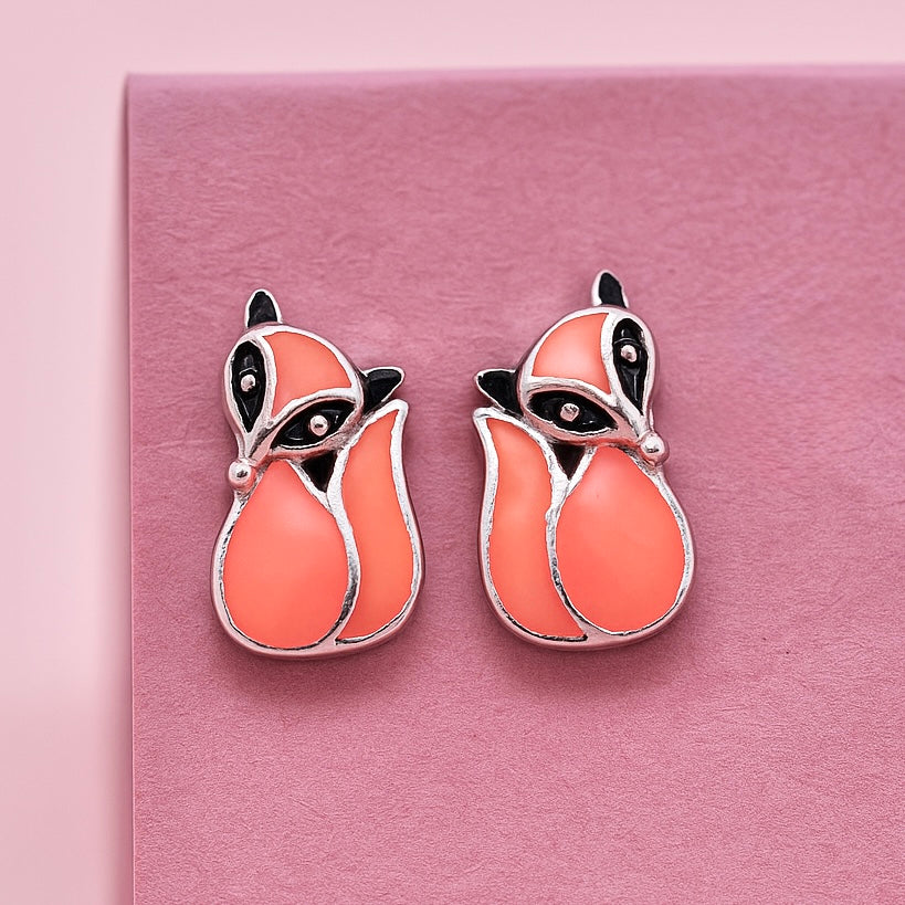 Cat Enamel Pendant With Earrings