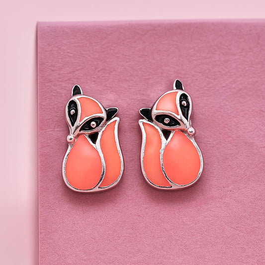 Cat Enamel Pendant With Earrings