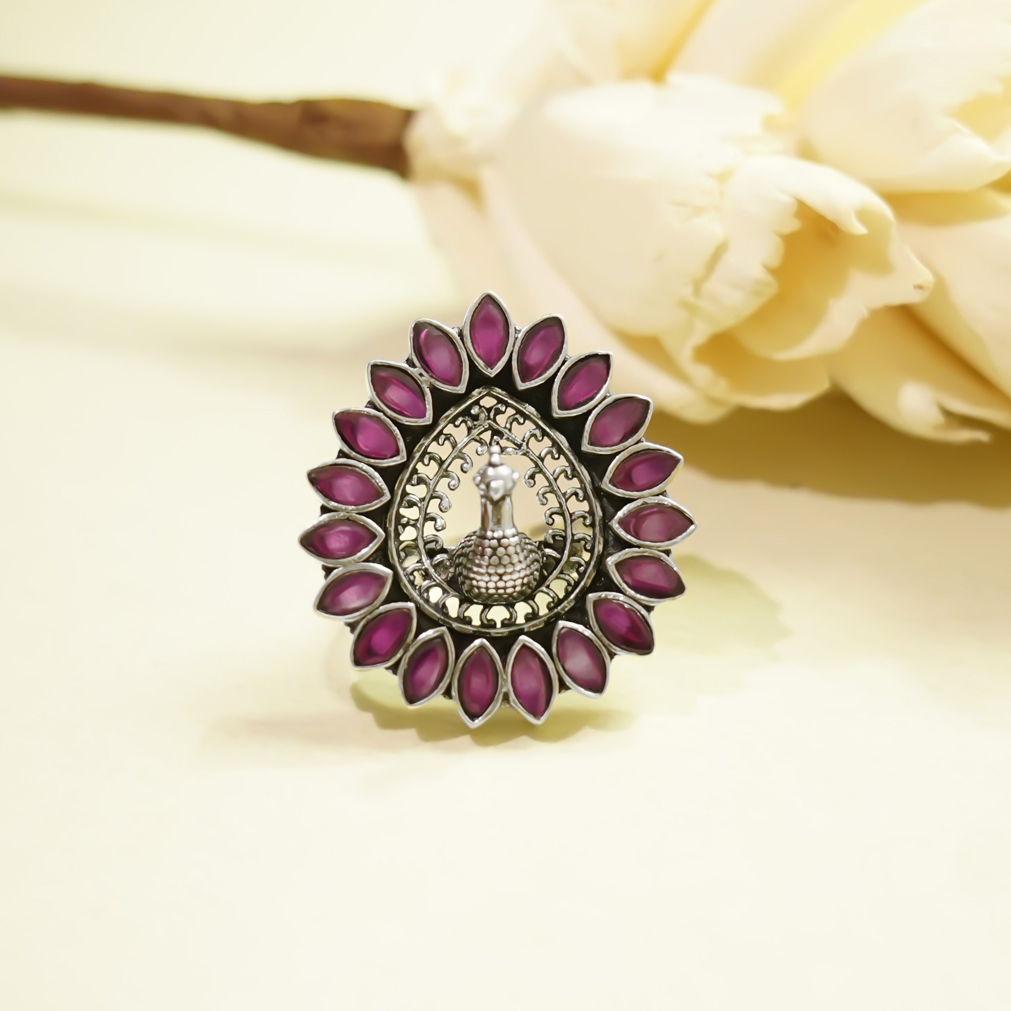 Regal Peacock Ring