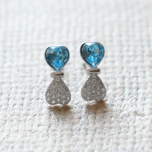 Crystal Heart Stud Earrings