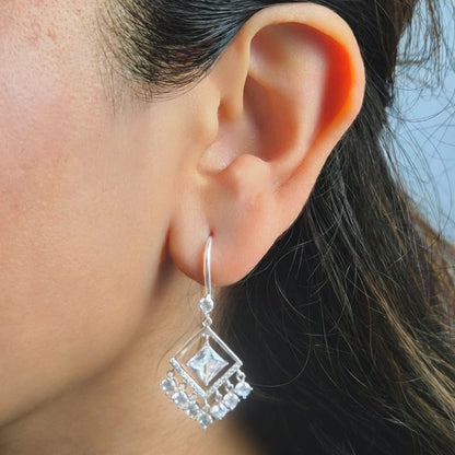 Diamond Drape Drop Earrings