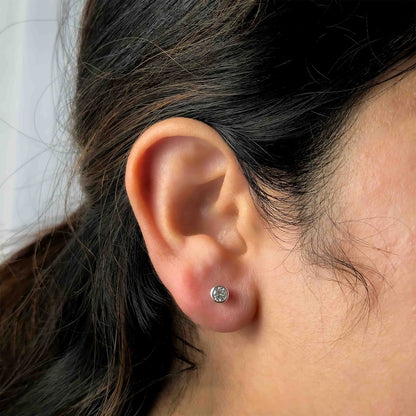 Minimalist White Stone Stud Earrings