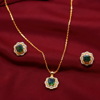 Crown Luxe Pendant With Earrings - Gold Plated