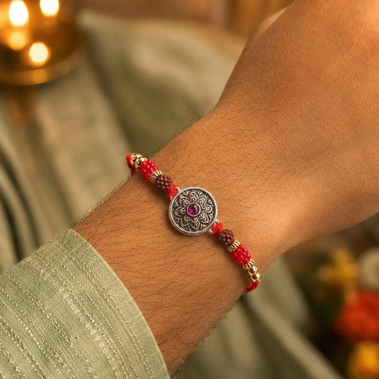 Flower 925 Silver Rakhi