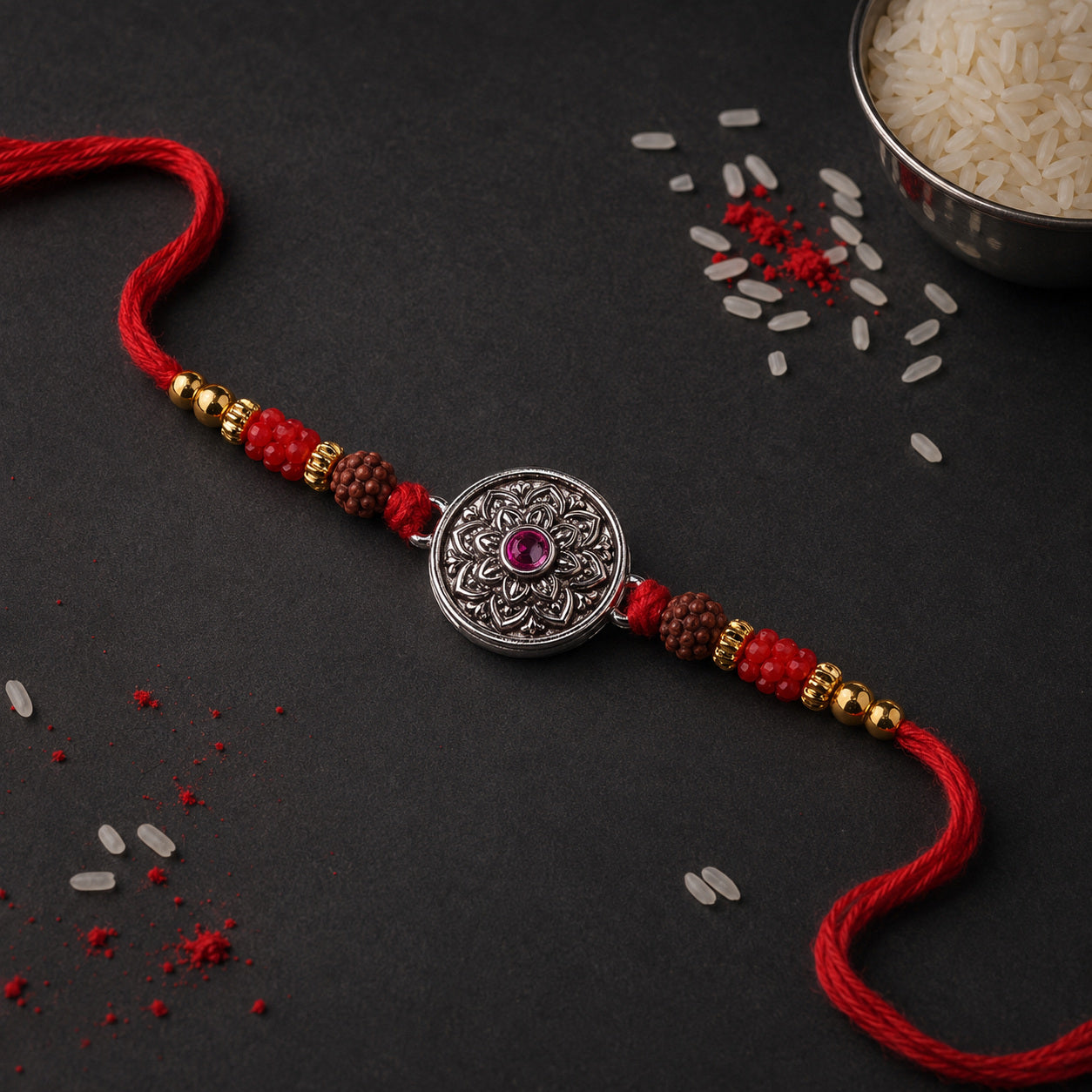 Flower 925 Silver Rakhi